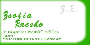 zsofia racsko business card